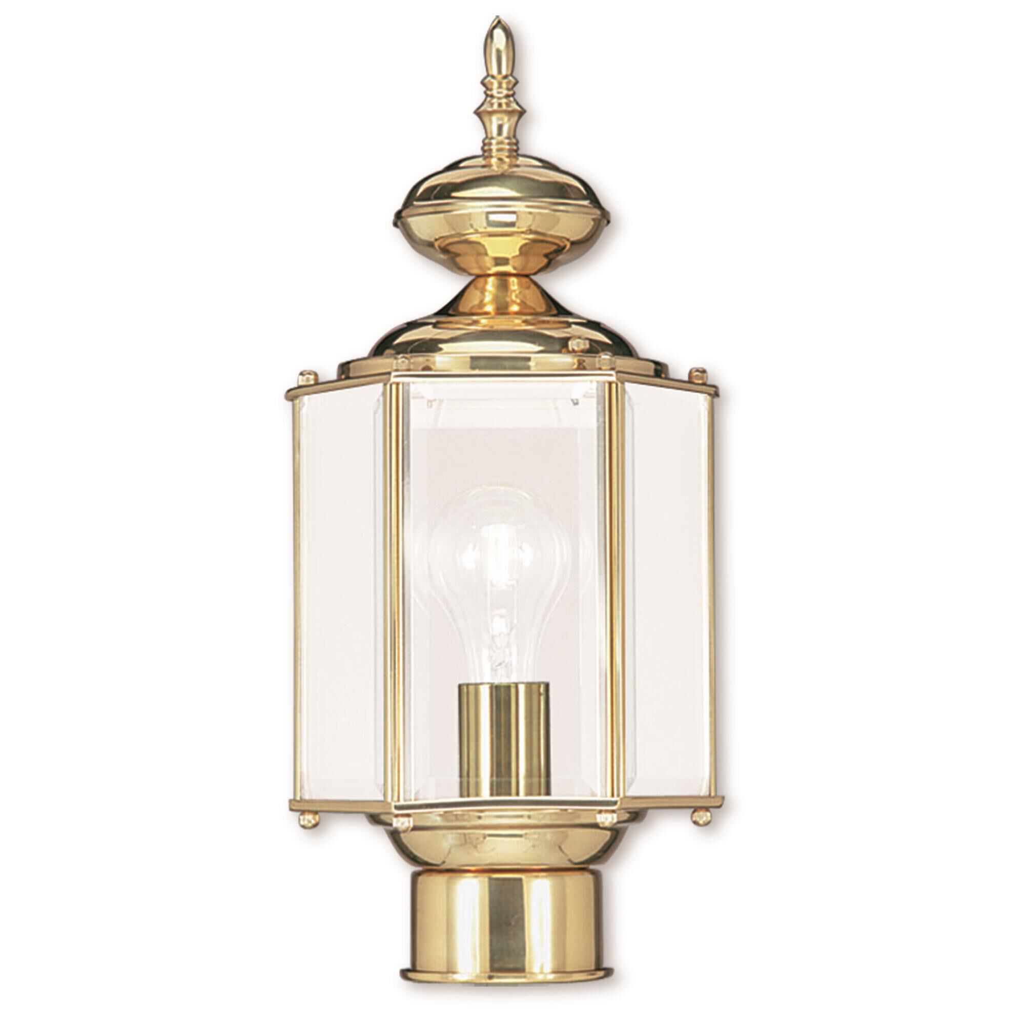 Shown in Polished Brass finish and Clear Beveled glass